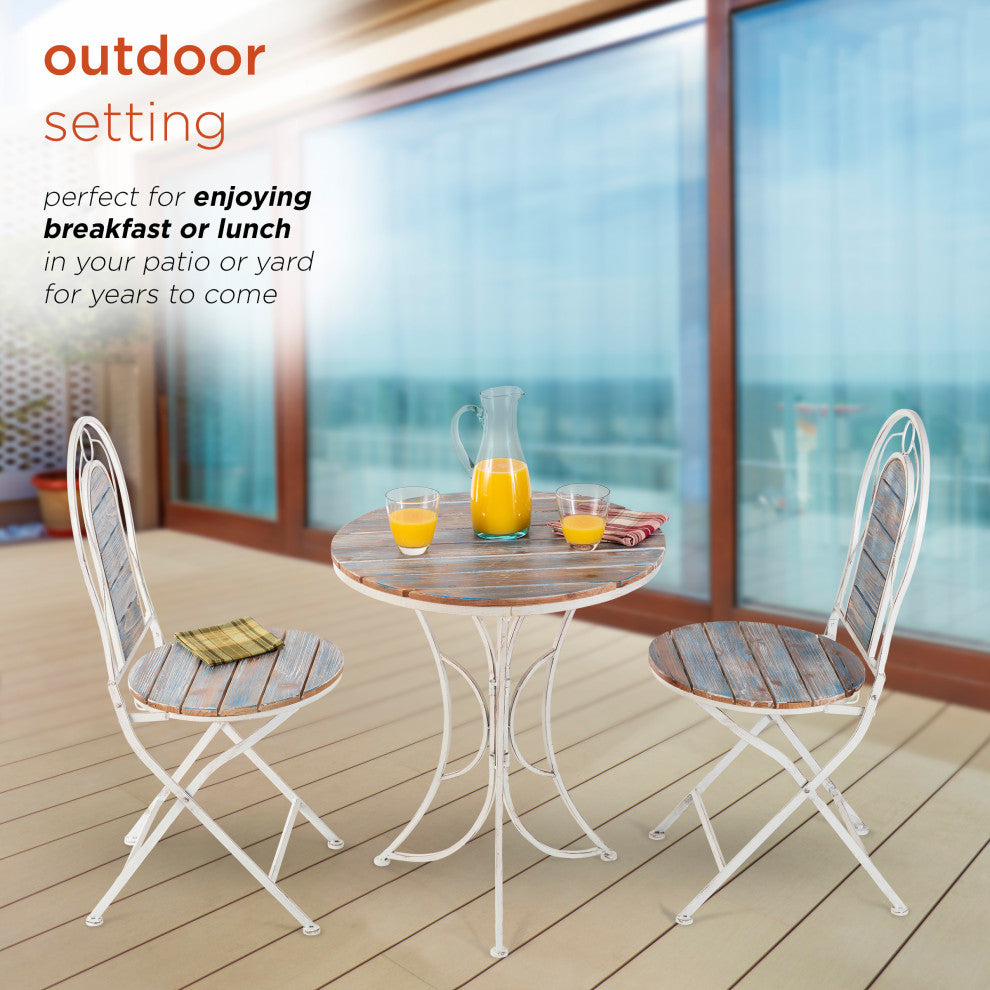 Alpine Patio Garden Table and Two Chairs Bistro Set, 28"