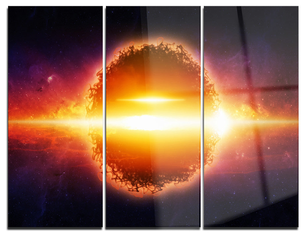 "Exploding Planet in Space" Space Digital Metal Wall Art, 3 Panels, 36"x28"