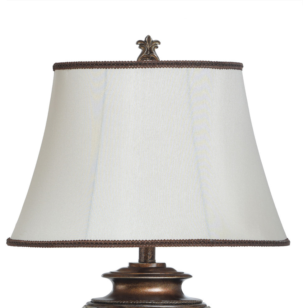 Magonia Table Lamp With Golden Accents and Round Bell Trimmed Shade
