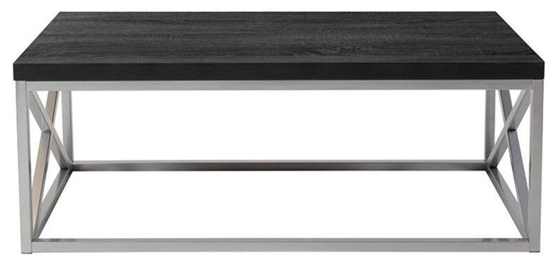 Park Ridge Black Coffee Table With Silver Finish Frame