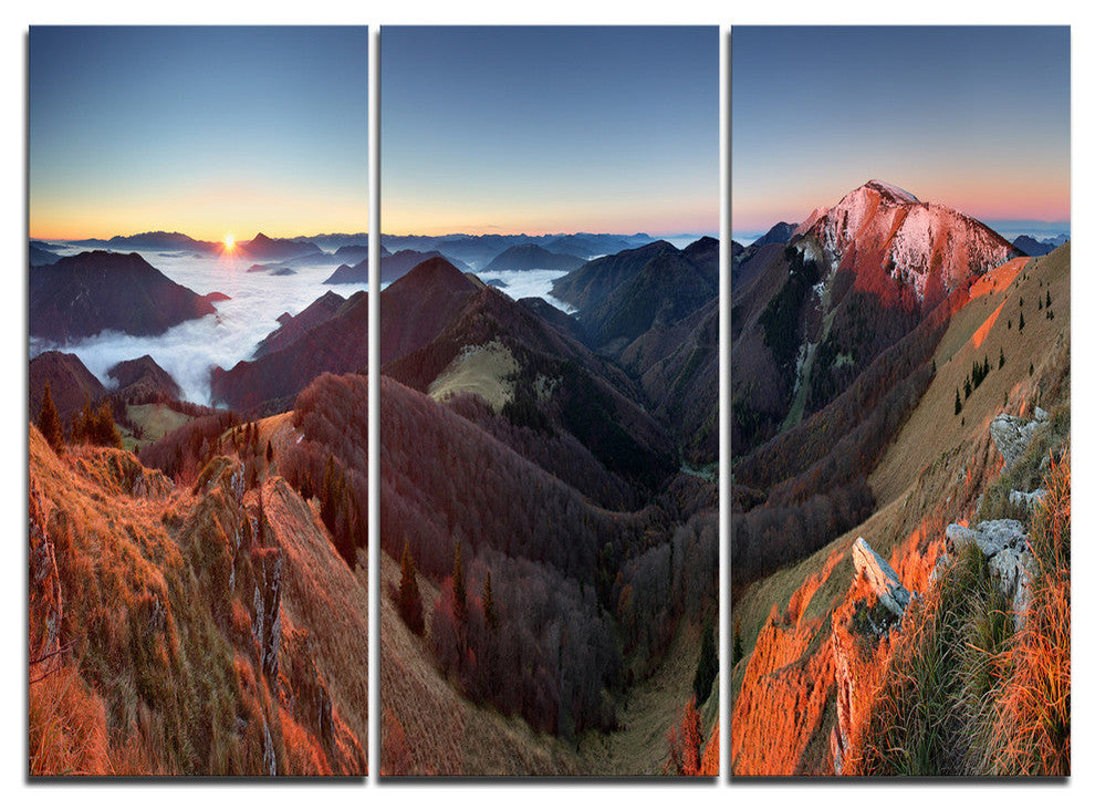 "Red Mountain Sunset Panorama" Metal Wall Art, 3 Panels, 36"x28"