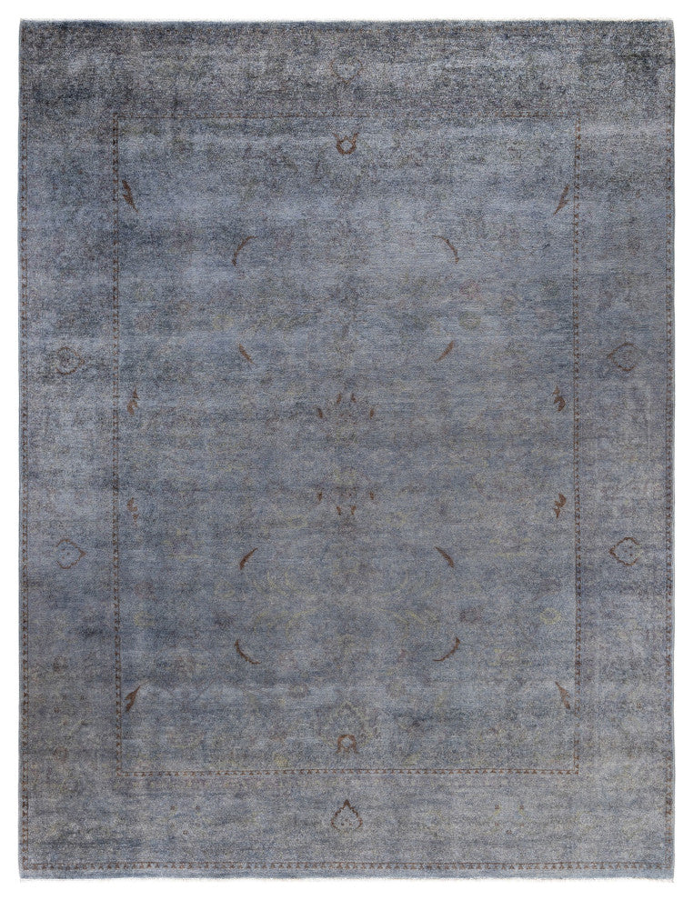 Overdyed One-of-a-Kind Hand-Knotted Area Rug Gray, 9' 4" x 12' 2"