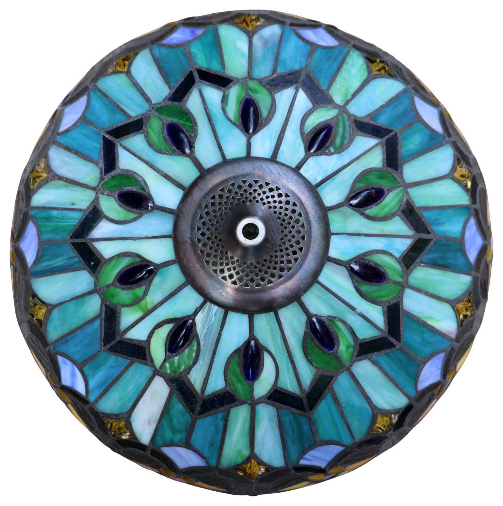 Kendall Tiffany 3-Light Victorian Doublelit Table Lamp 16" Shade