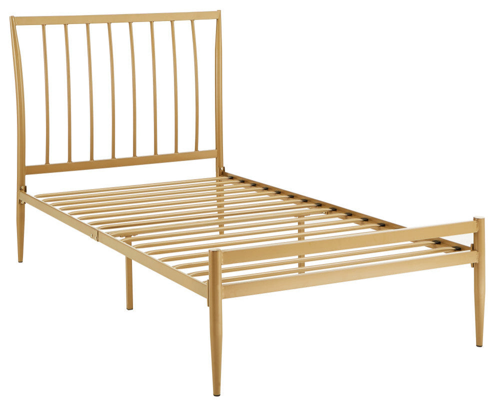 Taylor Gold Finish Metal Bed, Twin