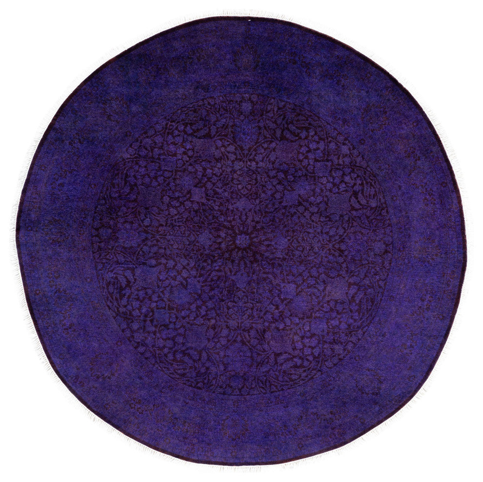 Overdyed One-of-a-Kind Hand-Knotted Area Rug Purple, 6' 1" x 6' 1"