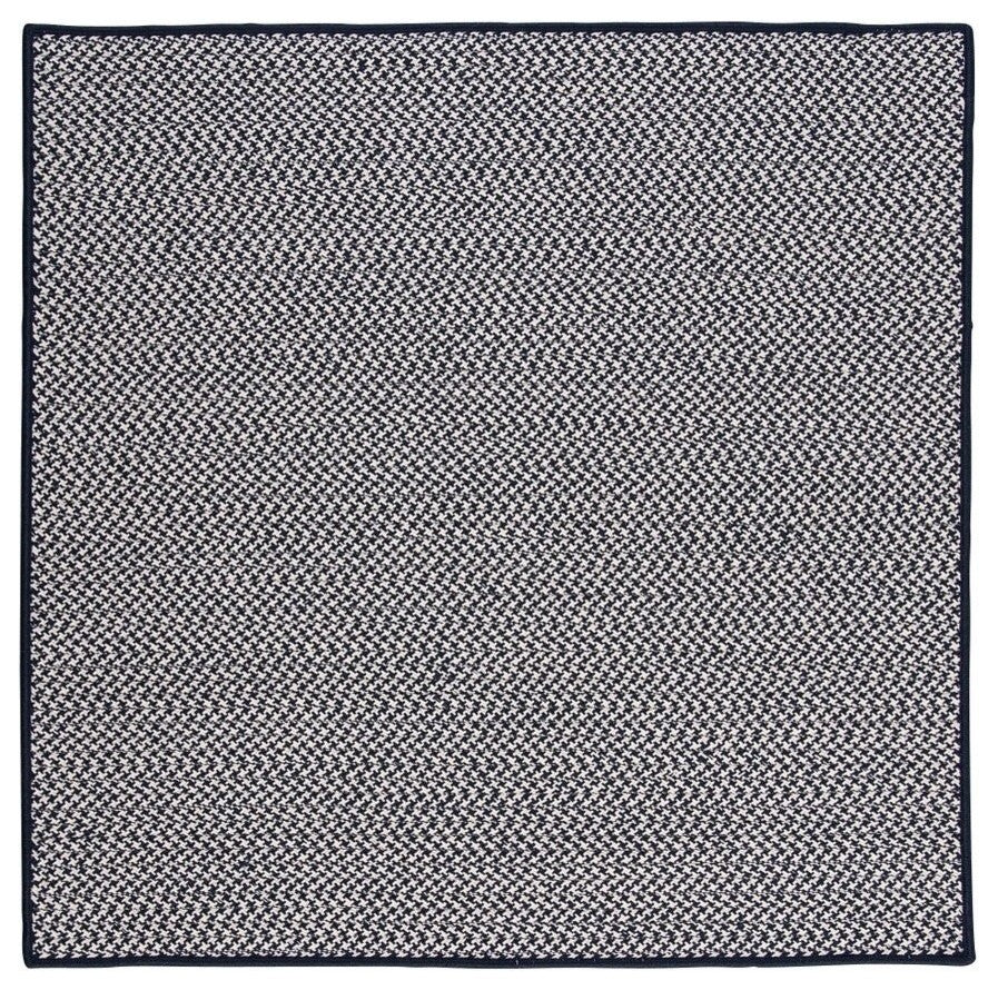 Outdoor Houndstooth Tweed OT59 Navy Indoor/Outdoor Area Rug, Square 4'x4'