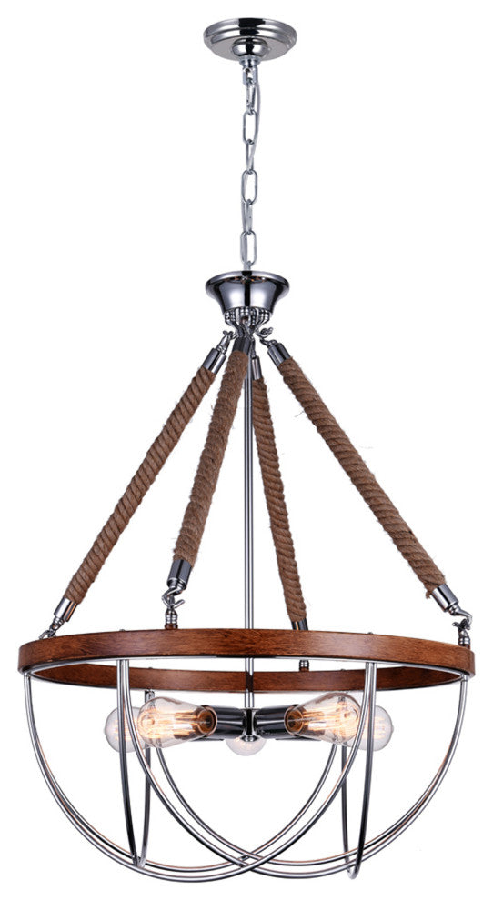 Parana 5 Light Down Chandelier With Chrome Finish