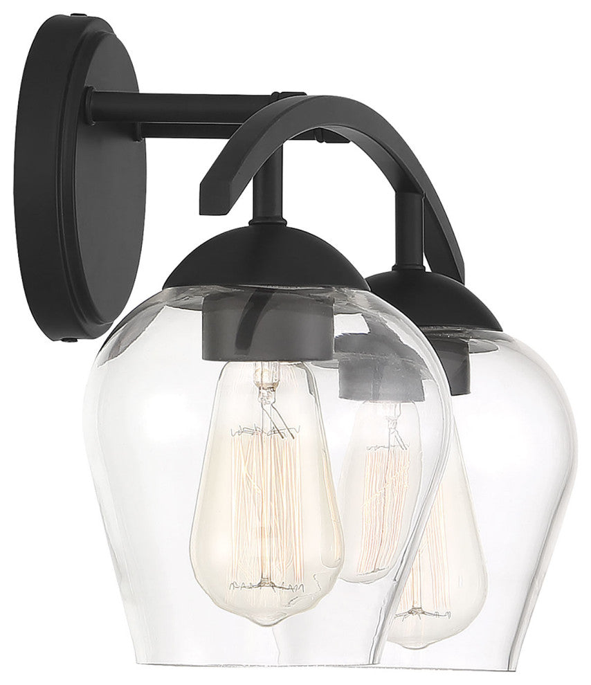 2-Light Bathroom Vanity Light, Matte Black