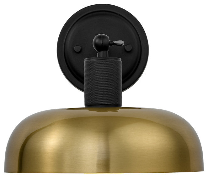 Industrial 1-Light Adjustable Black And Gold Dome Sconce