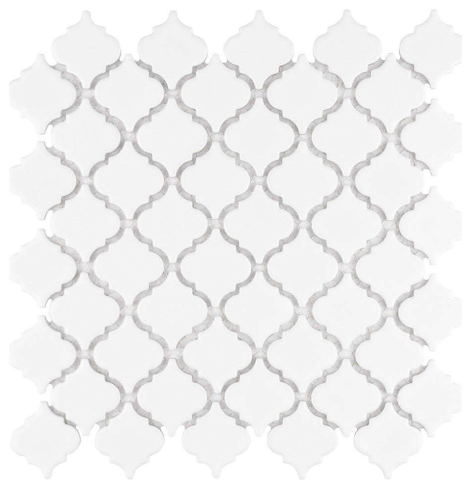 Hudson Tangier Mosaic Floor and Wall Tile, Glossy White