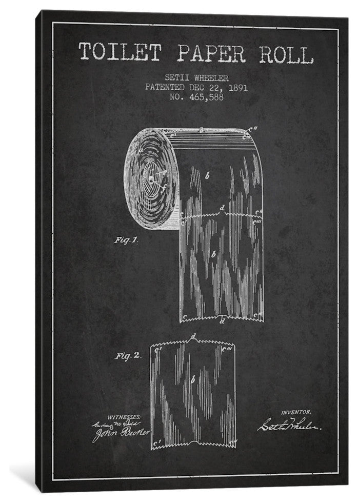 Toilet Paper Charcoal Patent Blueprint by Aged Pixel