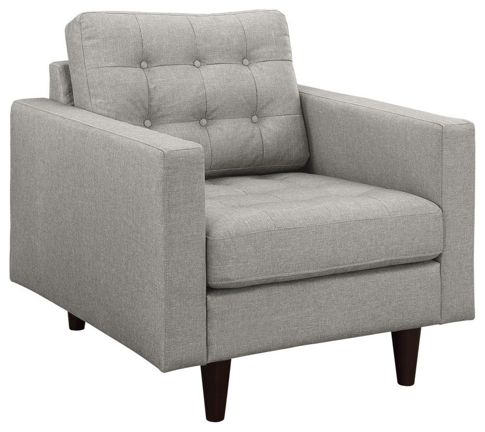 Modern Contemporary Upholstered Armchair, Light Gray Fabric