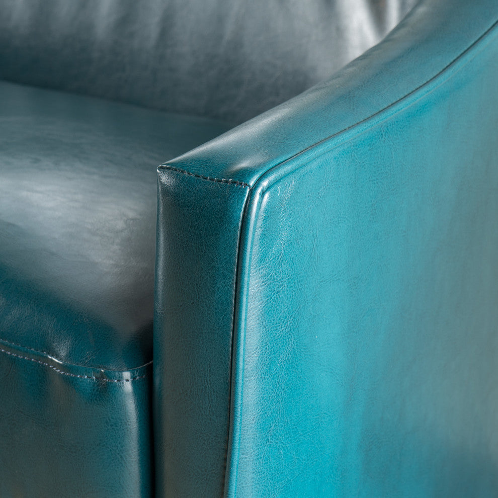 GDF Studio Isolde Modern Petite Loveseat, Teal Leather