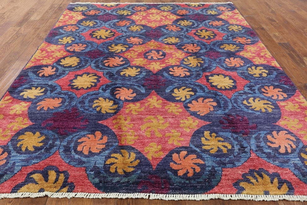 Unqiue All Over Design Blue Overdyed 8'x10' Hand Knotted Wool Area Rug H8815