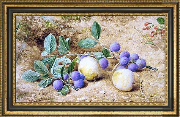John William Hill Plums Framed Premium Canvas Print, 16"x24"