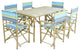 Set of Bamboo Rectangular Table, 6 Director Chair, Green Stripes