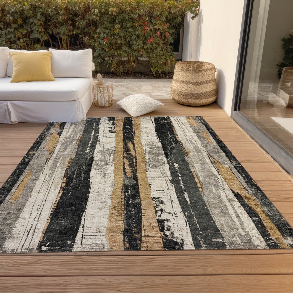 Machine Washable Indoor/Outdoor Chantille ACN1872 Taupe 5' x 7'6" Rug