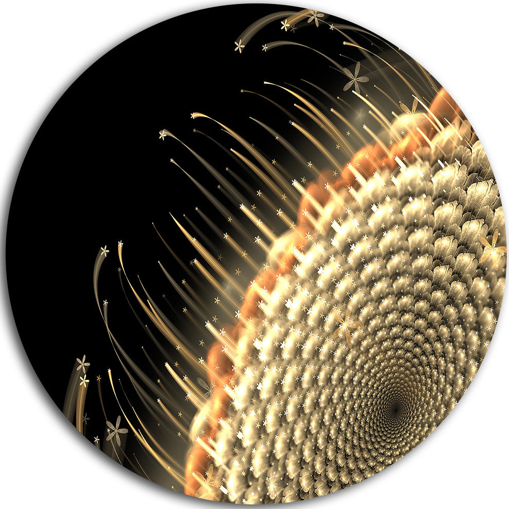 Brown Fractal Flower Pattern, Floral Digital Disc Metal Wall Art, 23"