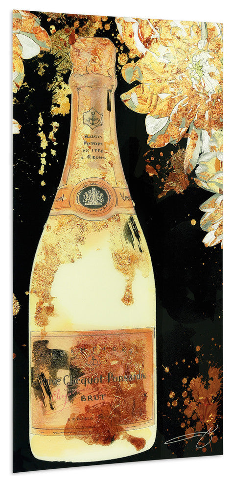 "Let's Celebrate" Huge Champagn Bottle Wall Art Tempered Art Glass 72"x 36"