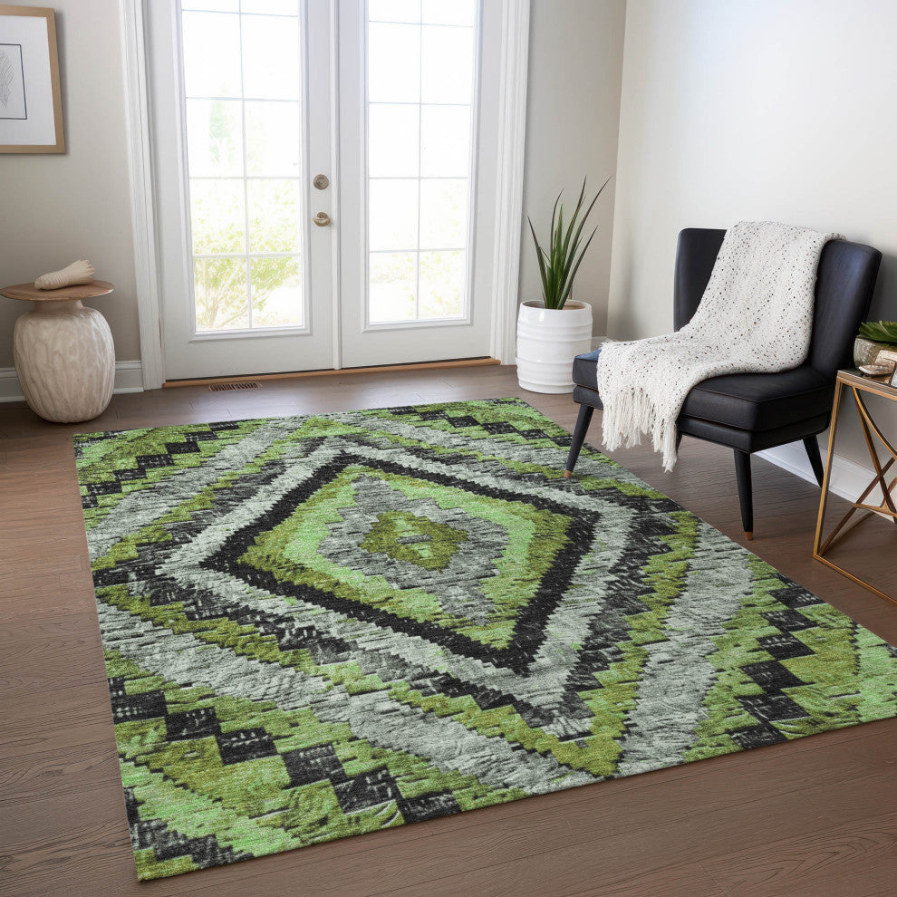 Machine Washable Indoor/Outdoor Chantille ACN1890 Aloe 5' x 7'6" Rug