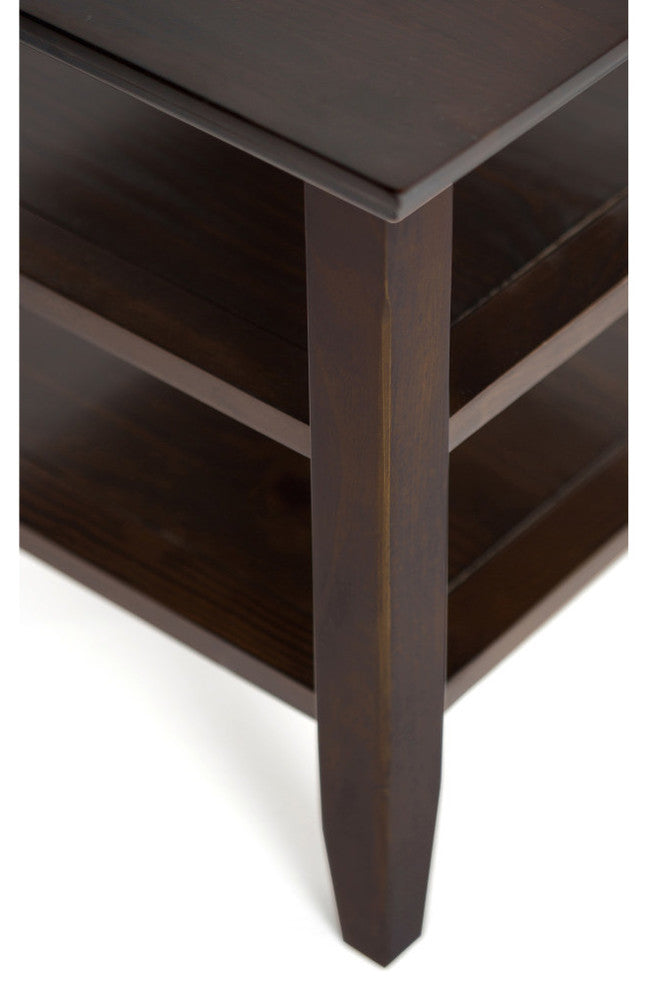 Acadian Solid Wood 14" Rustic Narrow Side Table, Brunette Brown