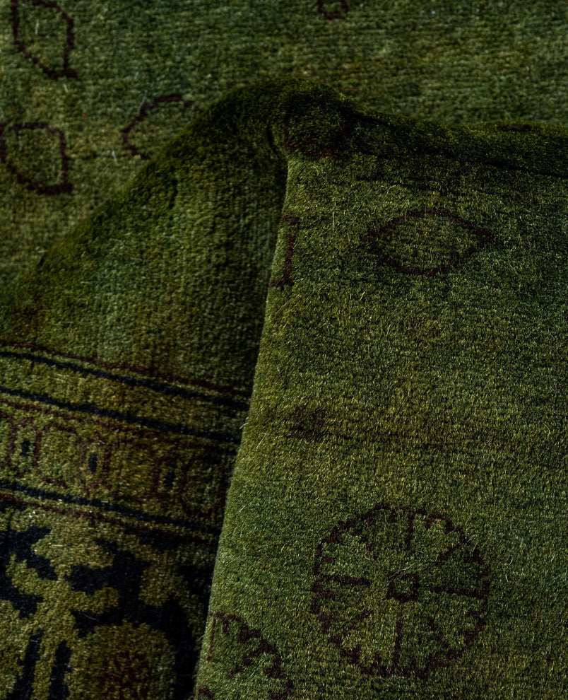 Overdyed One-of-a-Kind Hand-Knotted Area Rug Green, 2' 8" x 8' 8"