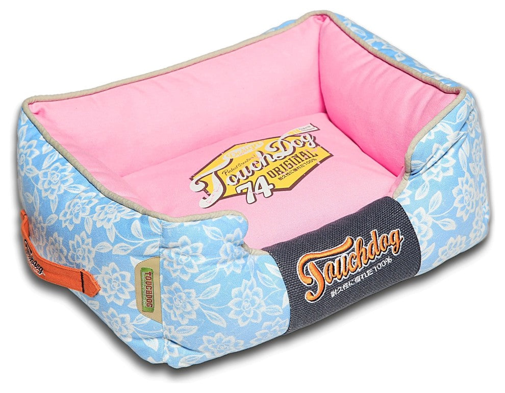 Touchdog Rose-Pedal Patterned Premium Rectangular Dog Bed