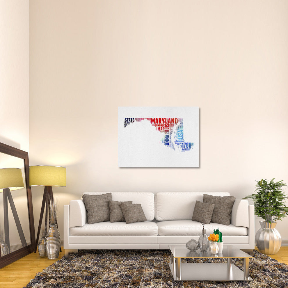 "Maryland Watercolor Word Cloud" Fine Art Print
