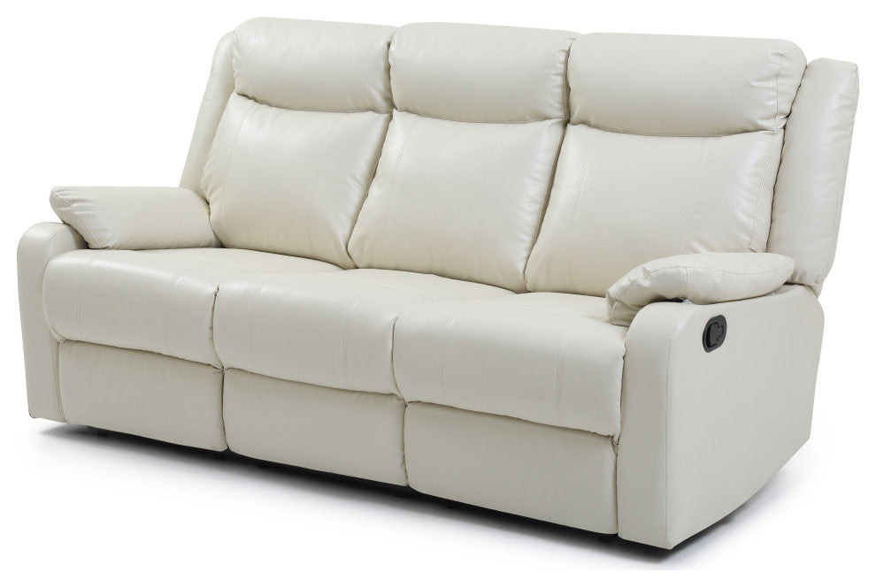 Wendover Faux Leather Double Reclining Sofa, Pearl