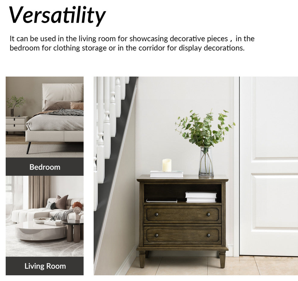 Drawer Solid Wood Nightstand, Kona, Single