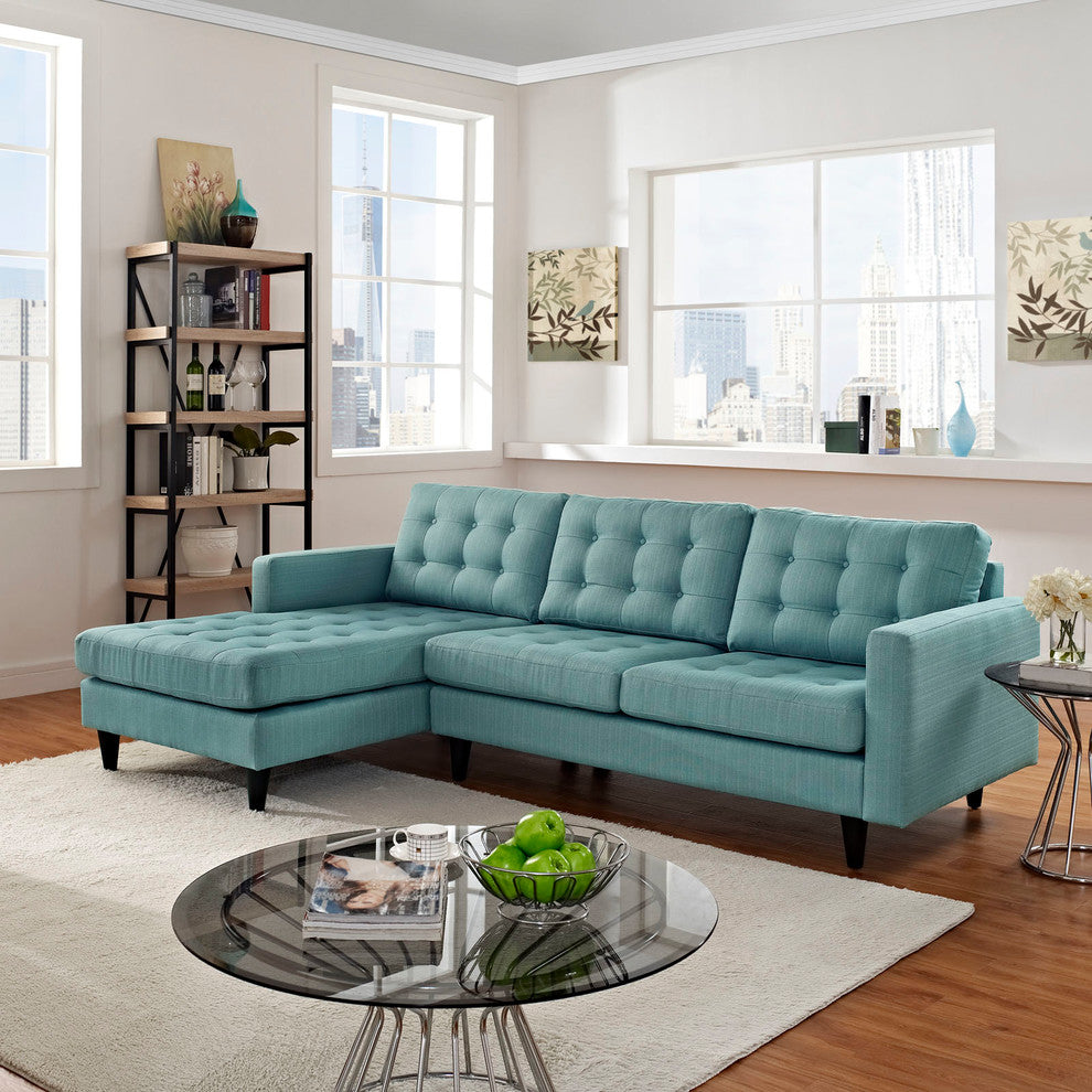 Modway Empress Left-Facing Upholstered Sectional Sofa, Laguna