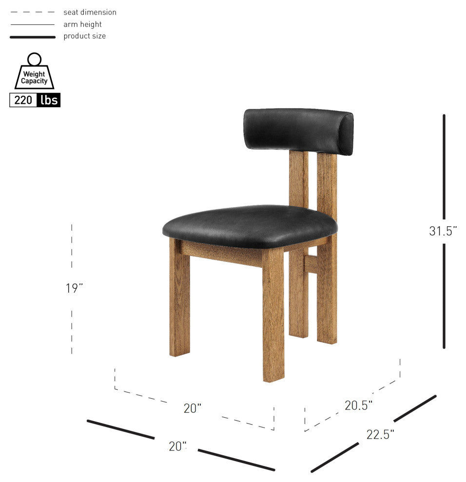 Hailey Dining Side Chair,, Set of 2, Casa Black, Faux Leather