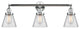 Small Cone 3-Light Bath Fixture, Clear Glass, Polished Chrome