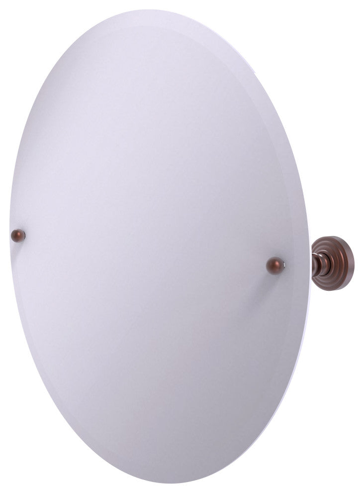 Frameless Round Beveled Edge Tilt Mirror, Antique Copper