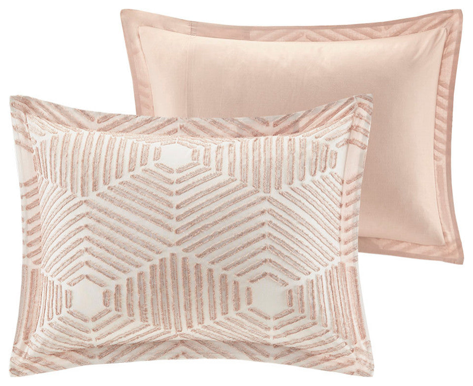 INK+IVY Ellipse Cotton Jacquard Comforter Set, Blush, Full/Queen