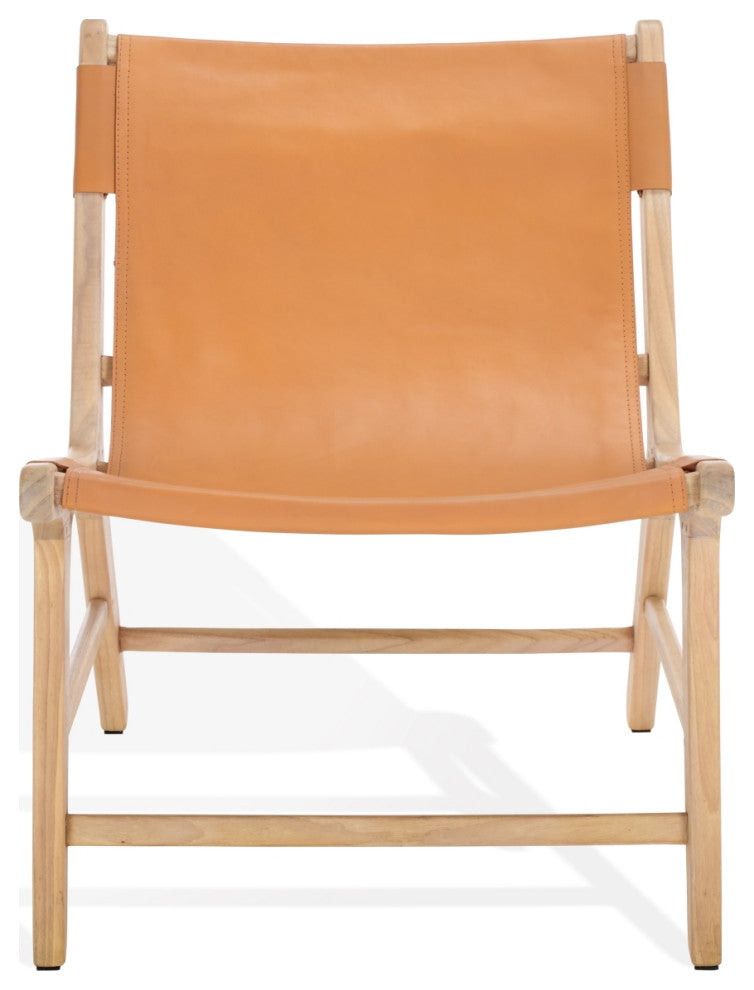 Safavieh Couture Alanarose Leather Accent Chair, Tan/Natural