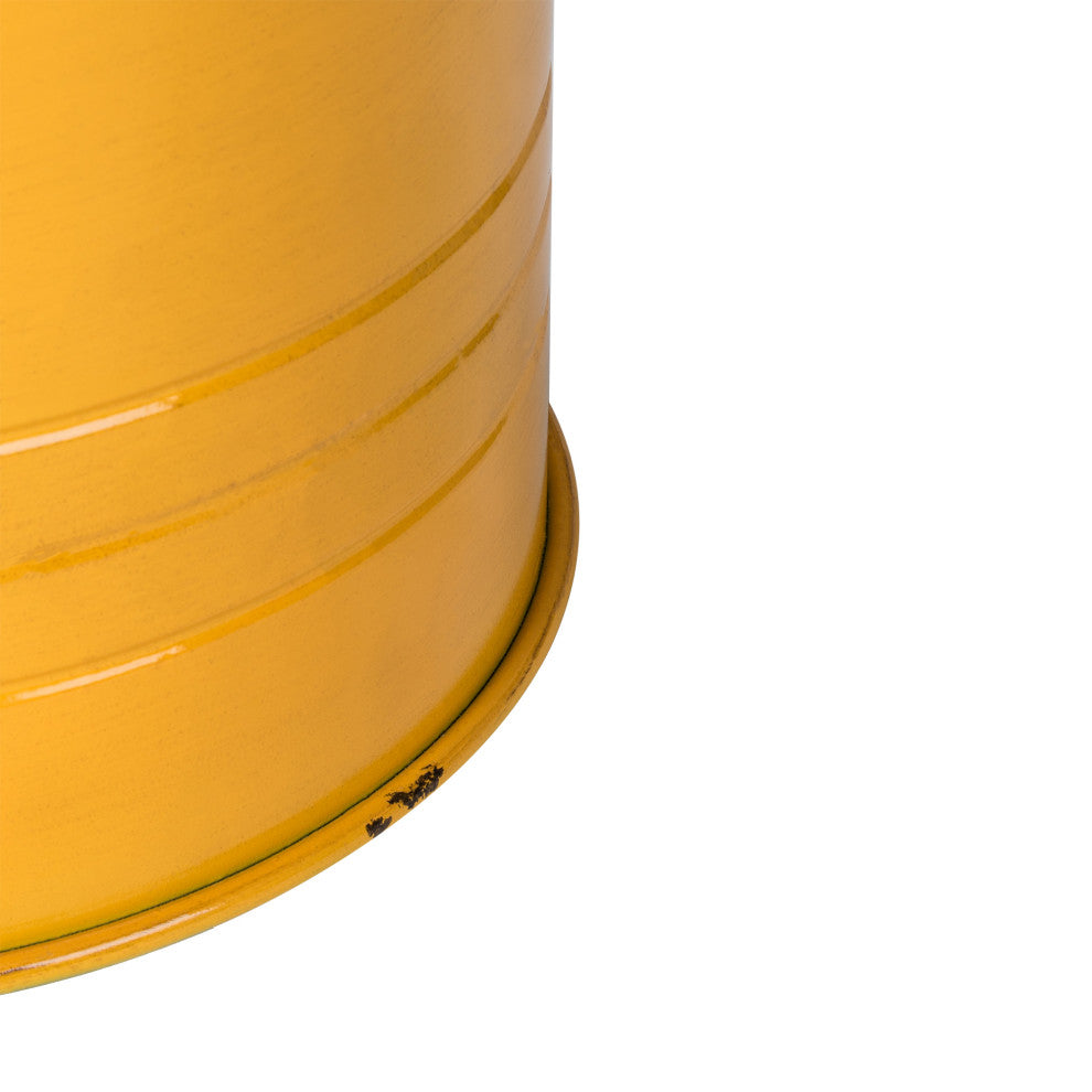 Farmhouse Metal With Solid Wood Seat Storage Stool, Set of 2, Yellow