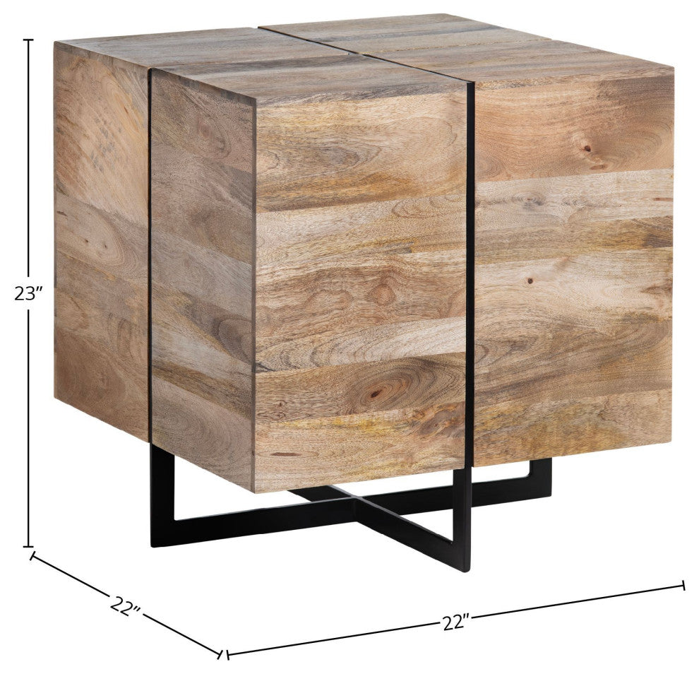 Brennon Mango Wood and Iron End Table, Natural