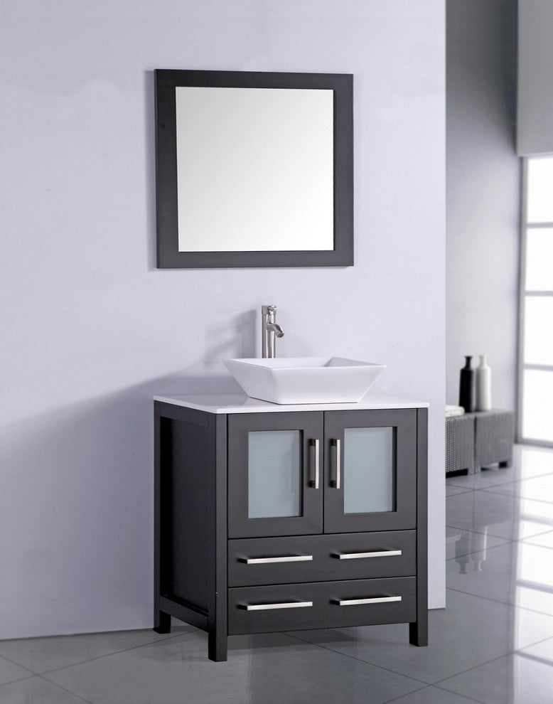 30" Bathroom Vanity With Matching Mirror, Espresso