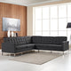 Modern Contemporary Living Room Wool L Shaped Sectional Sofa Dark Gray