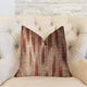 Stormy Pine Orange and Beige Luxury Throw Pillow, 18"x18"