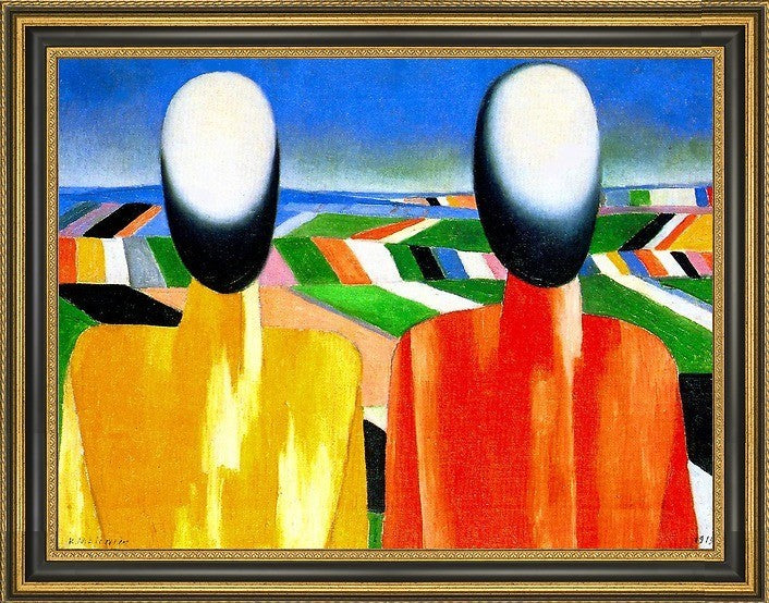 Kazimir Malevich Peasants - 21" x 28" Framed Premium Canvas Print