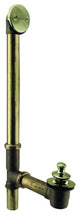 Pull & Drain Bath Waste - 22" Make-Up, 17 Ga. Tubing In Polished Brass