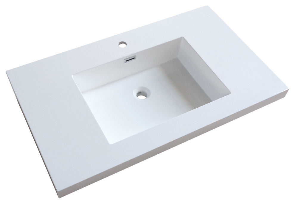 Dowell 22" FTB Resin Bathroom Vanity Basin, White, 36wx22dx6h