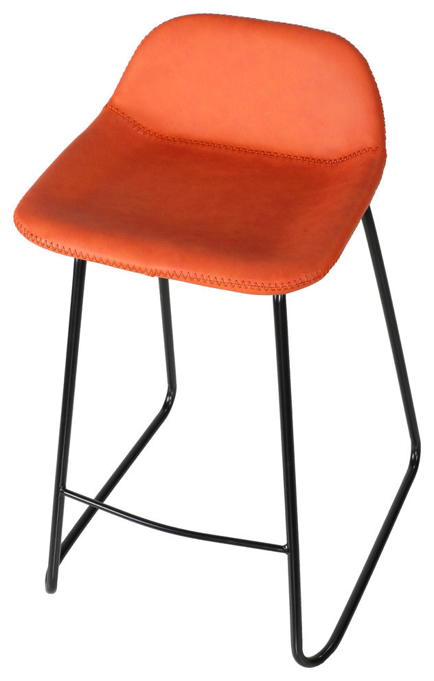 Cortesi Home Ava Counterstools In Faux Leather, Set of 2, Terracotta