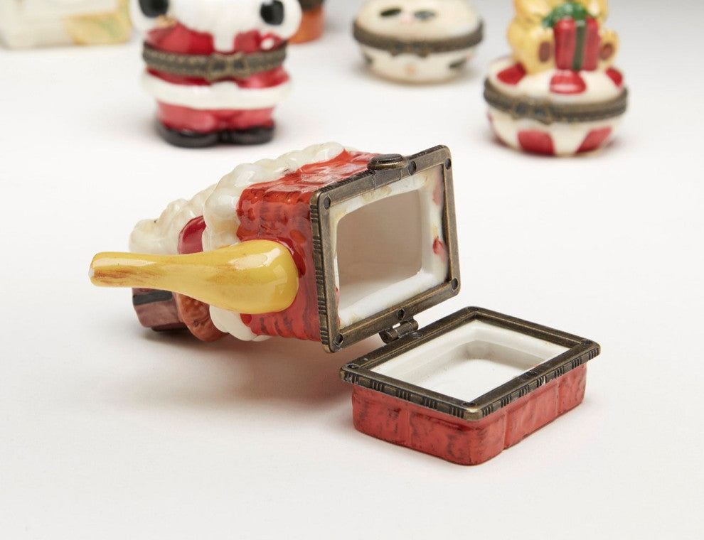 Crandall Porcelain Christmas Themed Decorative Box, White/Multi