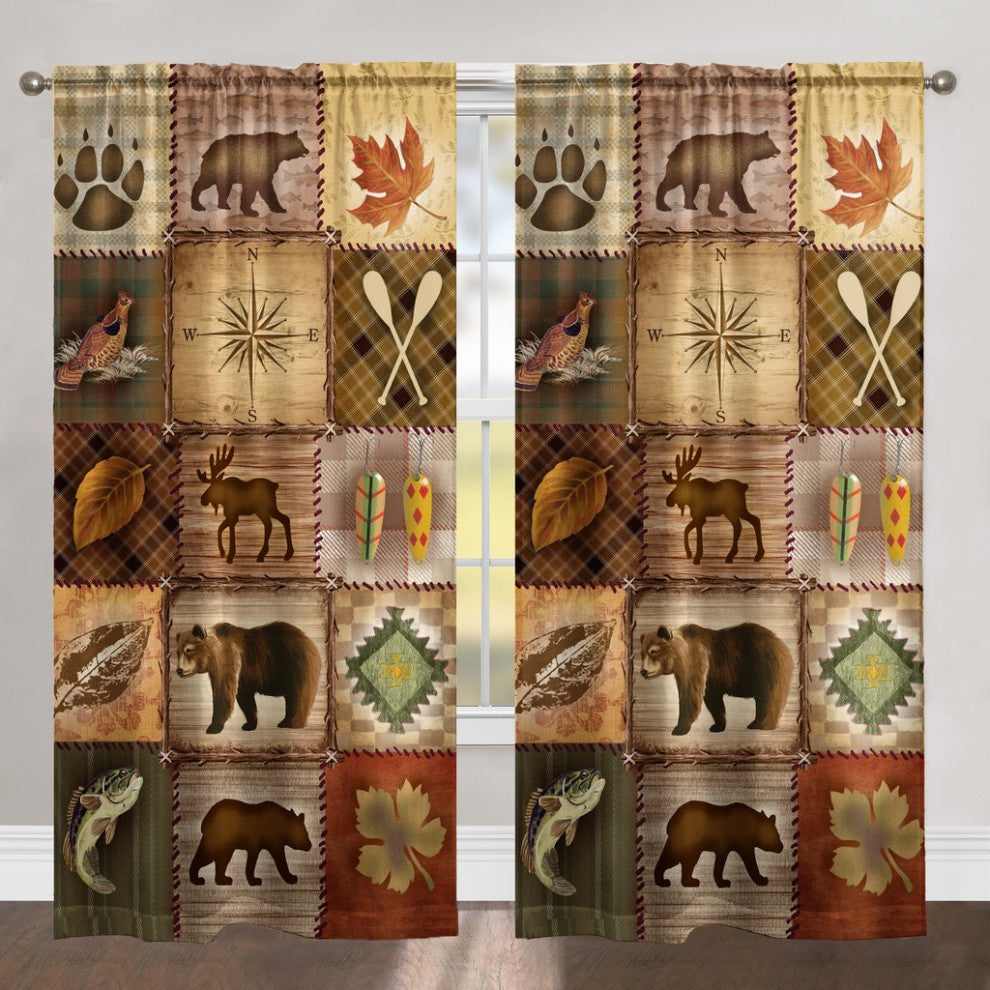 Plaid Lodge Patch 84"x50" Window Curtain