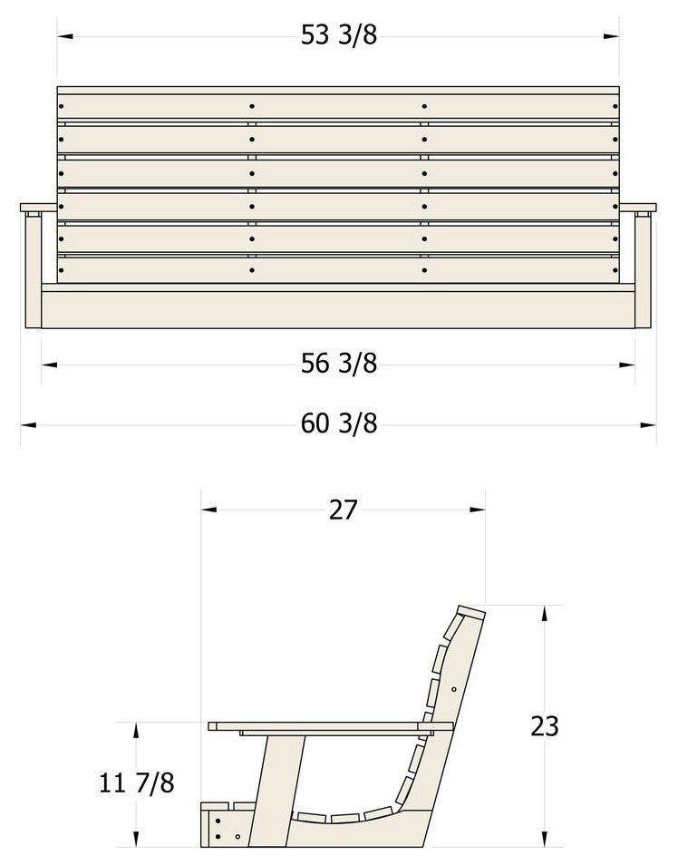 Riverside Porch Swing 5', Coconut White