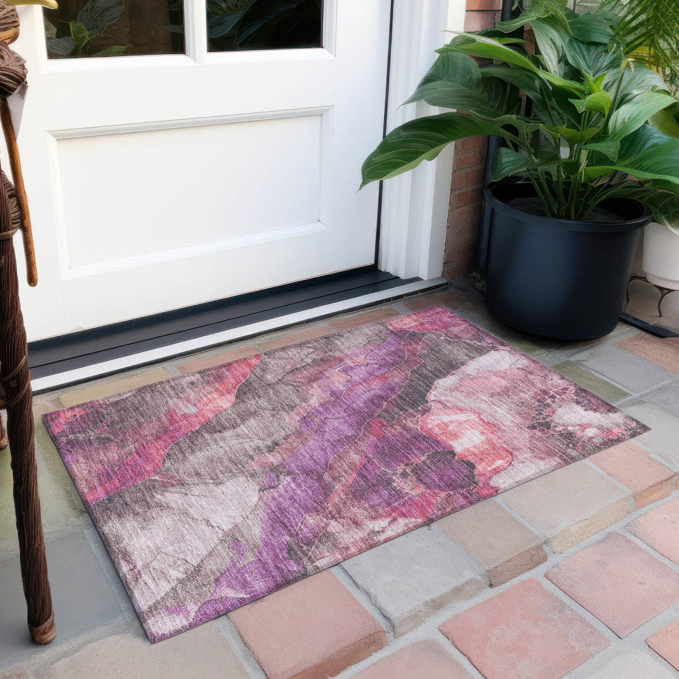 Machine Washable Indoor/Outdoor Chantille ACN1864 Blush 1'8" x 2'6" Rug