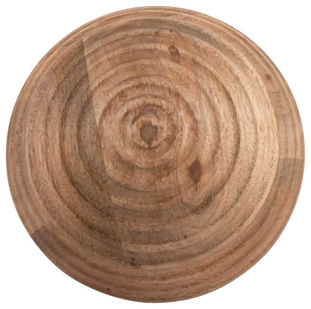 6" Wooden Orb With Ridges, Natural